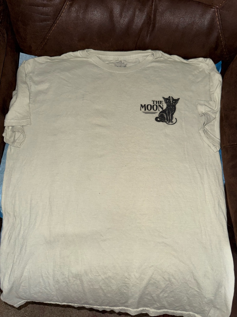 The Moon Black Cat Graphic T-Shirt Mystical Witchy Moon Phase Tee Size Large